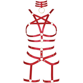 Жіночий корсет-нагрудник PETMHS у стилі панк, повна сітка, стрінги, спідниця-стрінг, набір, Харадзюку, готичний, фестивальний, рейв-стиль (Бордовий)