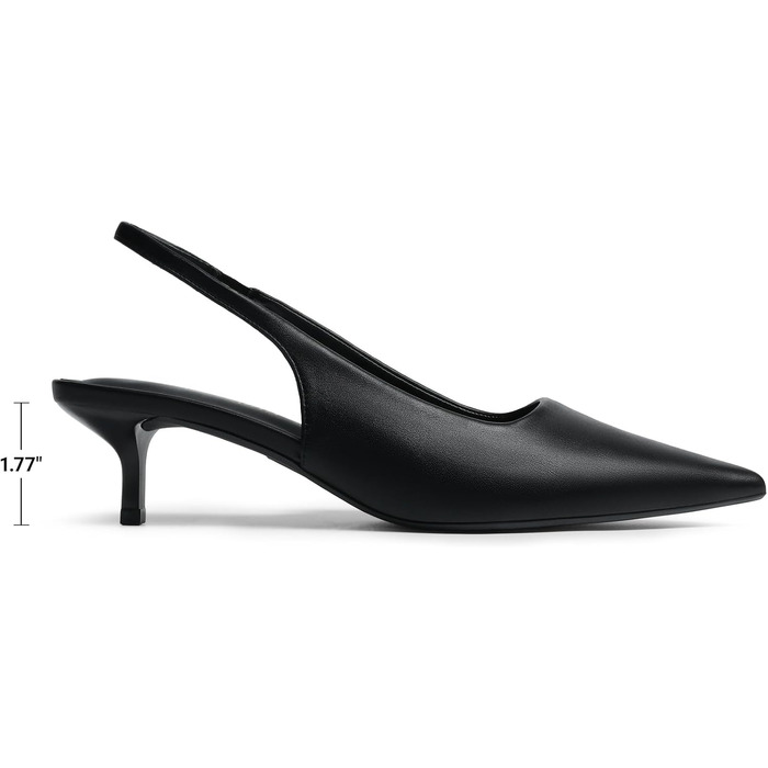 Жіночі туфлі-човники Dream Pairs на низьких підборах (kitten heels) з відкритою п'ятою, чорні, екошкіра, розмір 39 EU