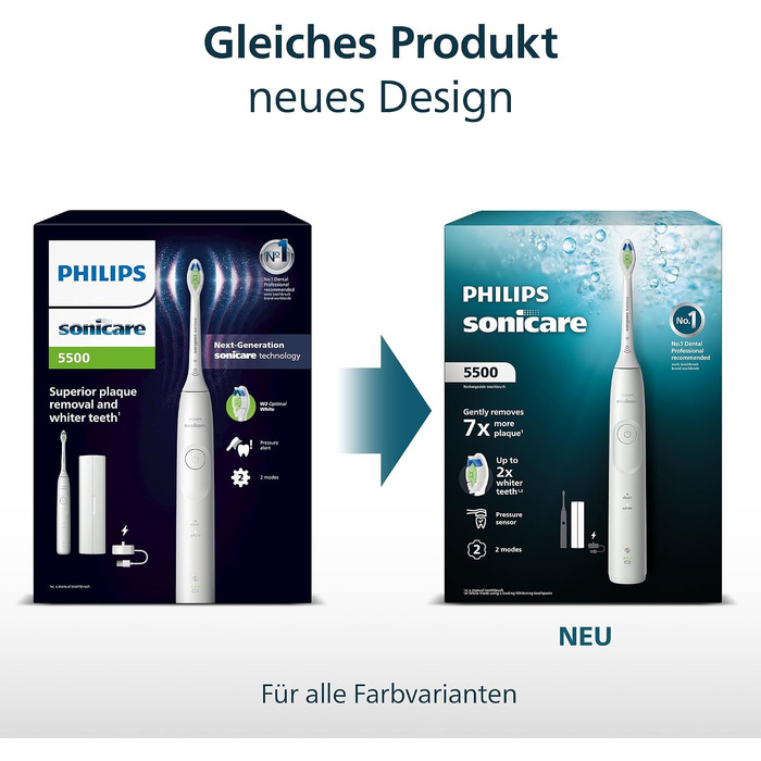 Електрична звукова зубна щітка Philips Sonicare 5500 HX7113/01, 2 режими чищення, контроль натискання, SmarTimer, синя (Navy), з футляром