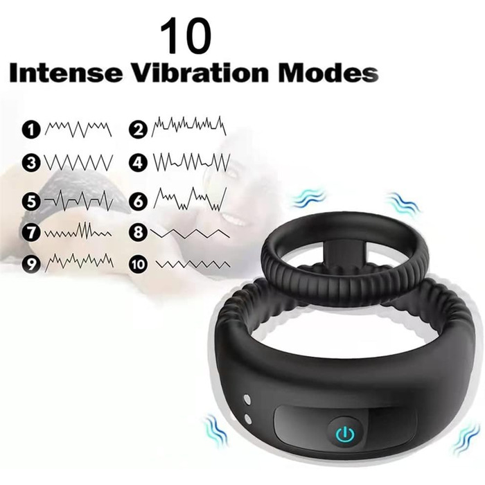 Вібратор кільце для пеніса з 10 режимами вібрації, стимулятор клітора, вологостійкий, для чоловіків та пар. Іграшка для дорослих