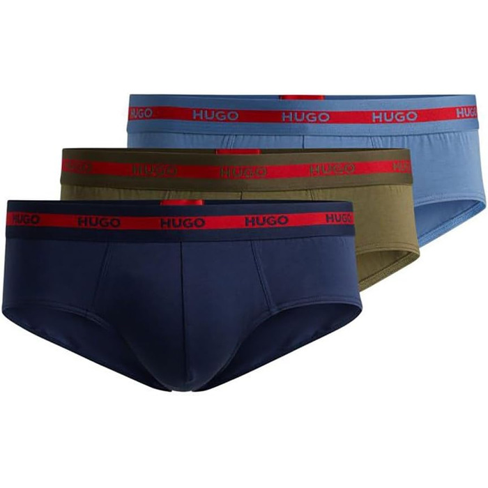 Труси чоловічі HUGO (L) з логотипом Triplet Planet, 3 шт. з бавовни, стрейч