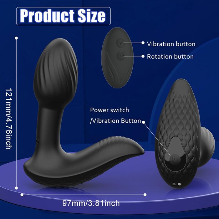 Анальні вібратори PQKuss з ротаційним ефектом: масажер простати, стимулятор, анальний дildo для пар, 9 режимів вібрації