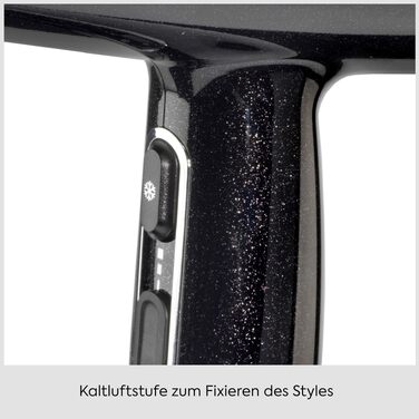 Фен для волосся BaByliss Cosmos D580DE з дифузором, 2100 Вт, іонізація, 3 температурні та 2 швидкості обдуву, сріблястий (Black Sparkle)