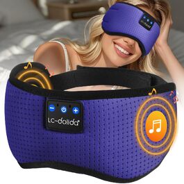 Маска для сну з Bluetooth-навушниками LC-dolida V5.4, дихаюча бавовняна маска для очей з мікрофоном для подорожей, йоги та медитації, HiFi звук, 15 годин роботи, синя