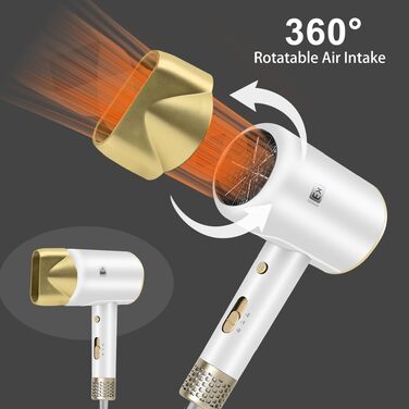 Професійний фен для волосся Haartrockner 2000W з іонізацією, дифузором та вузьким соплом, 2 швидкості та температури, захист від перегріву, білий