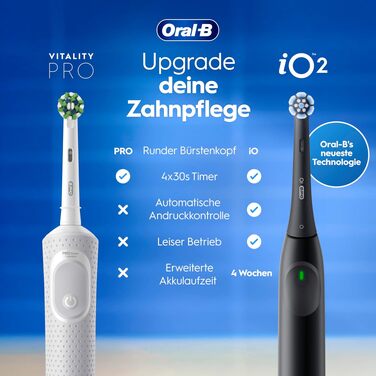 Електрична зубна щітка Oral-B Vitality Pro, чорна, 3 режими чищення, 1 насадка в комплекті