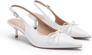 Жіночі туфлі-слінгбеки DREAM PAIRS на підборах kitten heel, білі, розмір 43 EU