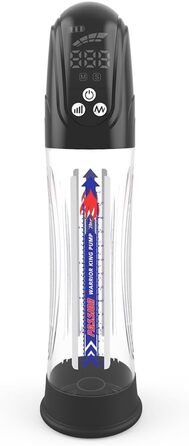 Електрична вакуумна помпа для збільшення статевого члена з акумулятором, LCD дисплеєм та USB-зарядкою - 20см Ø7см - для чоловіків, підтримка ерекції, тренування потенції