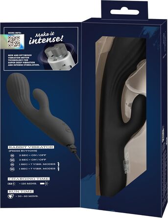 Вібратор Інтенс Кролик Чорний, 4,3 см, для G-точки