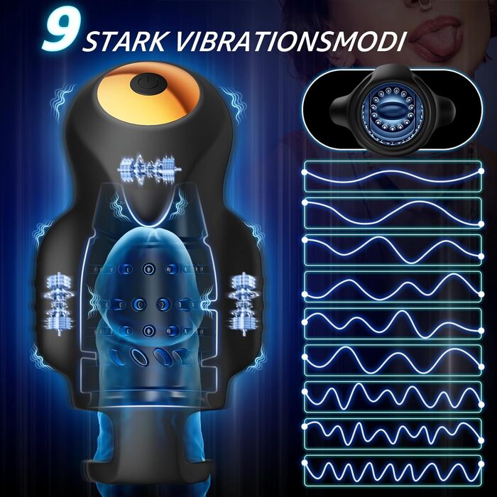 Вібратор для чоловіків Kexyz – стимулятор головки, тренажер для орального сексу, 9 режимів, секс-іграшка для соло-мастурбації