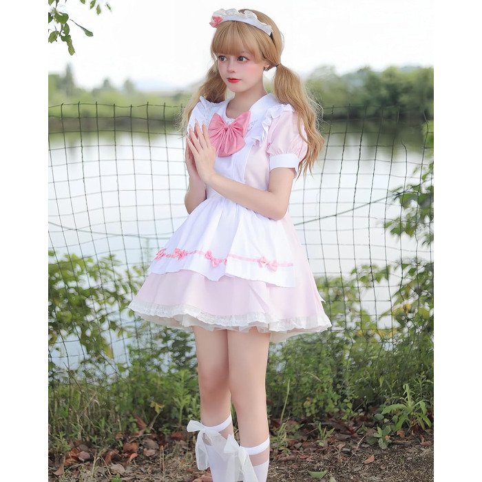 Костюм покоївки FCCAM CCAM: костюм покоївки, костюм служниці, косплей, костюм офіціантки (рожевий, 3XL)