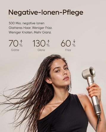 Мультистайлер 6 в 1 7MAGIC Airstyler: іонний фен, автоматичний стайлер для локонів та щітка для вирівнювання волосся, ефект Коанда, колір Champagne Gold