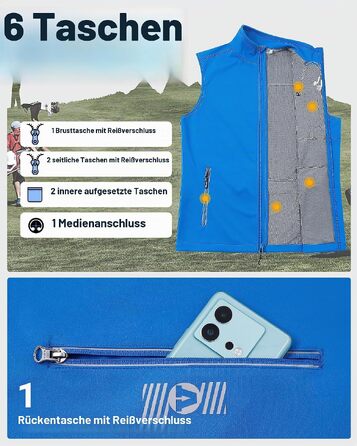 Чоловічий жилет Softshell Outdoor Ventures для велосипеда та активного відпочинку, водонепроникний, середній синій (розмір M)