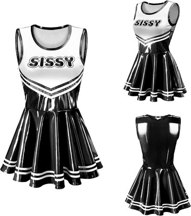 Чорний комбінезон з штучної шкіри для жінок XXL, облягаючий, без рукавів, стилю сissy