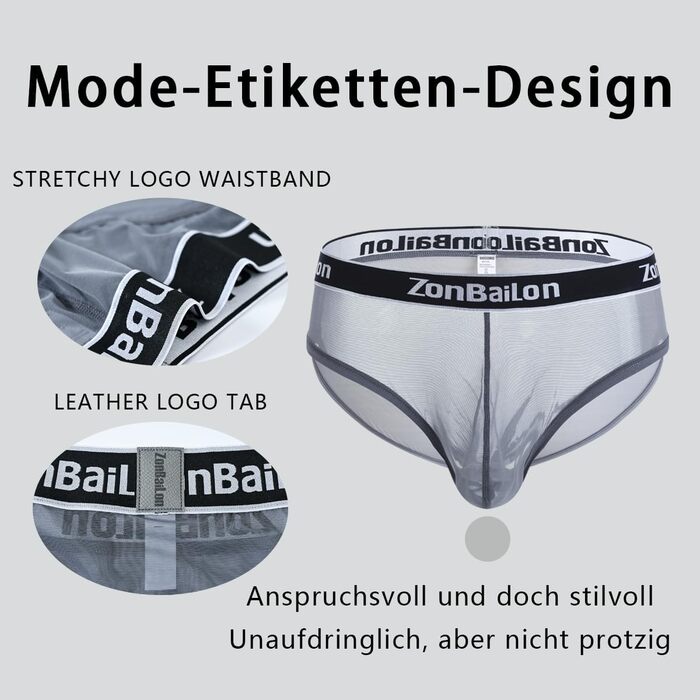 Чоловіча труси YAHWUAI Sips: сексуальна, зручна білизна з великим вирізом, чорно-темно-сіра (3XL)