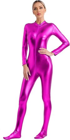 Еротична спідниця-комбінезон з довгим рукавом на блискавці, рожевий, XXL