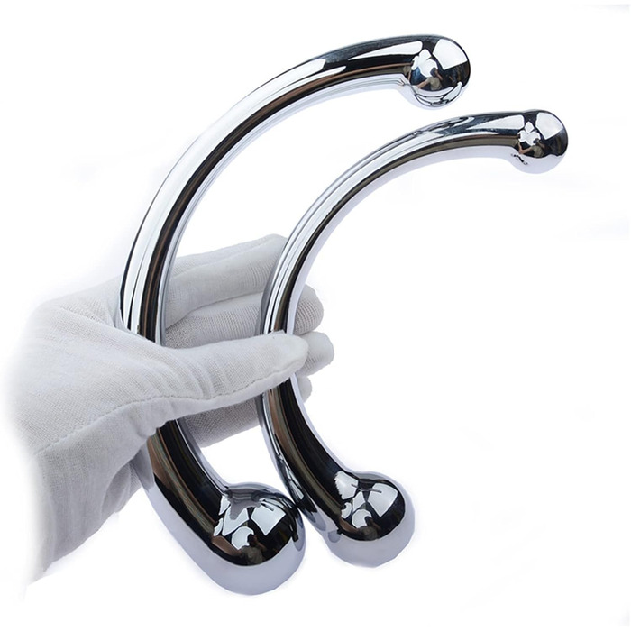 Масажний стрижень Doppekopf Dido з подвійним кінчиком (срібло) для чоловіків та жінок