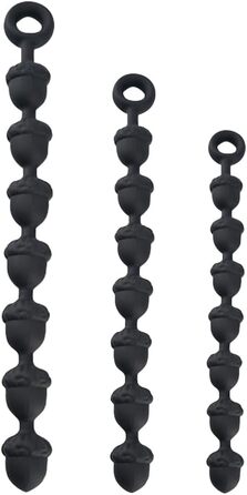 Анальні кульки з силікону NAIXBTY (7 шт.) з ланцюжком, анальні пробки, сексуальні іграшки для жінок та чоловіків (чорний, M)