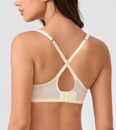 Дизайнерський бюстгальтер Lemorosy для дірндль з кісточками, пуш-ап, мереживо, балконетка, напівчашка, прозорий (75B, бежевий)