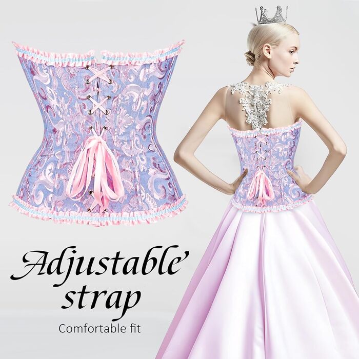 Жіночий корсет-топ з повним бюстом, готичний корсет, мереживний топ, бурлескний костюм, бодішейпер (L, фіолетовий)