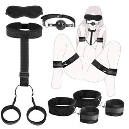 Набір для БДСМ для пар: кайдани, наручники, фіксатори для ніг та рота. Міцний набір для сексуальних ігор.