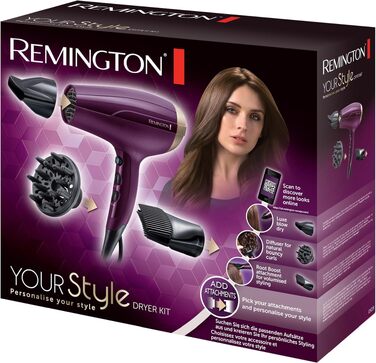 Іонний фен для волосся Remington Your Style D5219 (2300 Вт) з дифузором та насадкою для об'єму