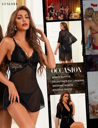 Чоловічий халат з мереживом RSLOVE, чорний, XXL - сексуальний бандаж, нічна сорочка, піжама