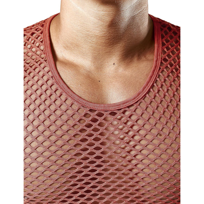 Чоловіча майка JOGAL з еластичною сіткою, прозора, без рукавів, червона/коричнева