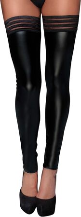 Чорні мереживні панчохи з еластичними смугами та силіконовими вставками Noir для жінок, фетиш-стиль, ручної роботи, розмір M