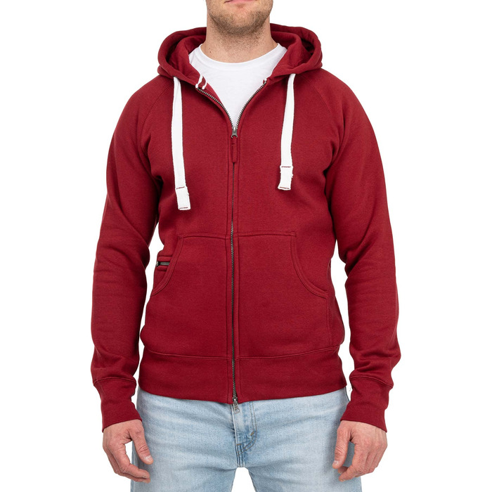 Чоловіча толстовка на блискавці з капюшоном Happy Clothing — тепла флісова куртка Regular Fit, бордова, розмір XXL