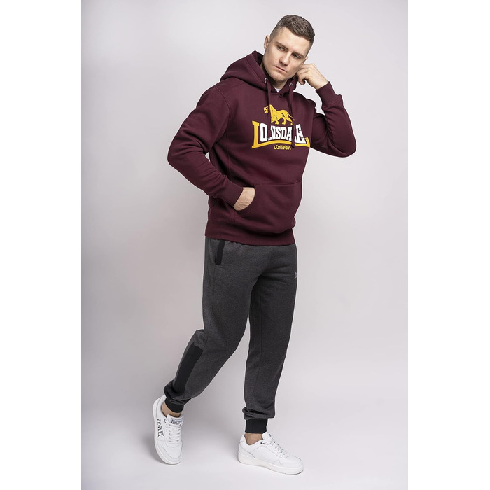 Чоловіча толстовка на блискавці з капюшоном Lonsdale RINSEY, приталена модель, колір Oxblood, розмір S