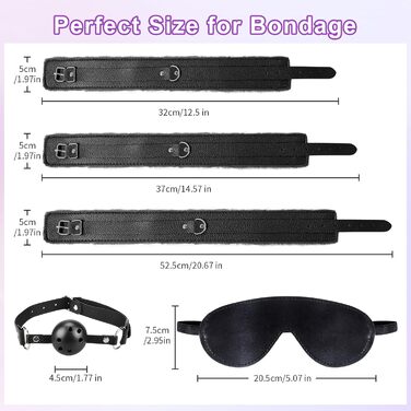 Набір для БДСМ з шкіри, 17 предметів: наручники, маска для очей, мотузки, для дорослих пар