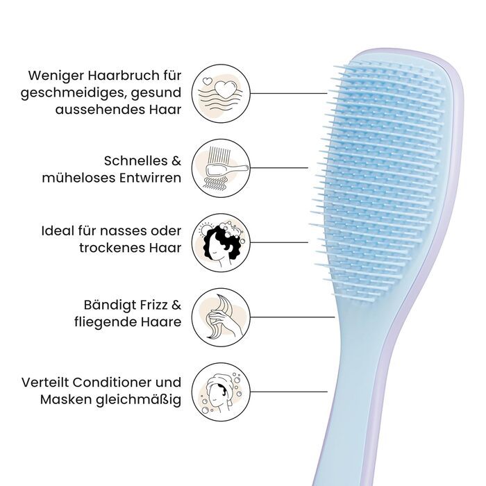 Щітка для волосся Tangle Teezer Ultimate Detangler для вологого та сухого волосся всіх типів, розплутуюча, зменшує ламкість (Лілова хмаринка/Блакитний)