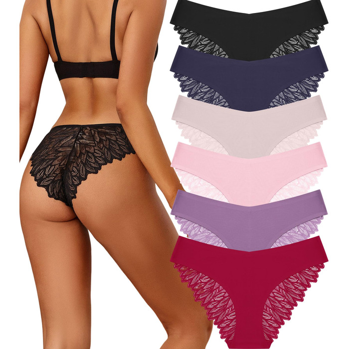6 пар жіночої білизни Freche Unterwäsche: мереживний бра-шорти, безшовні, дихаючі, сексуальний хіпстер, ixcolor A, розмір M, колір D