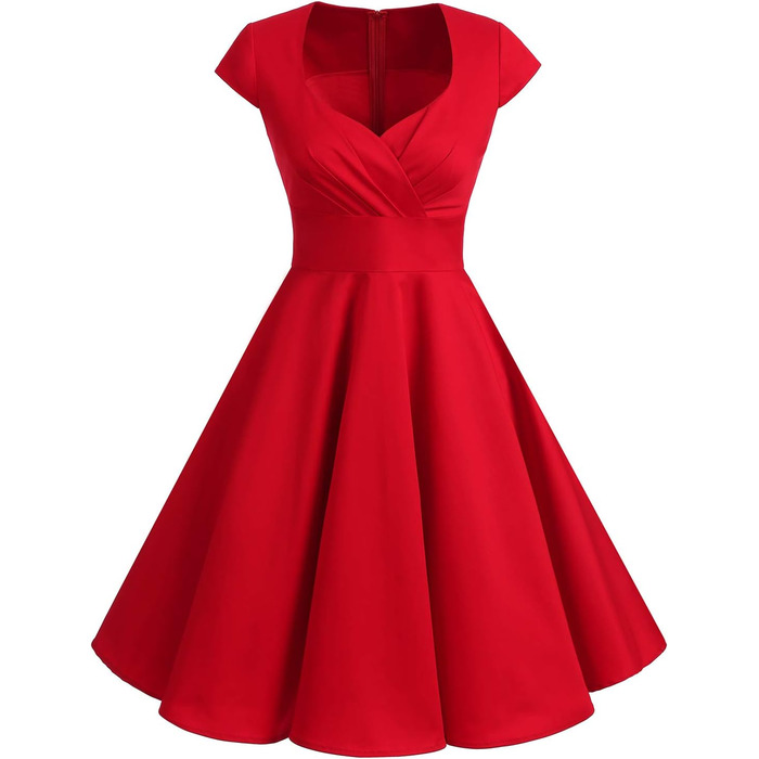 Сукня вінтаж Bbonlinedress 1950-х у стилі ретро, коктейльна, Rockabilly, з V-поглибленням, плісирована, червона, для вечірок та особливих подій
