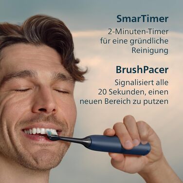 Електрична звукова зубна щітка Philips Sonicare 5500 HX7113/01, 2 режими чищення, контроль натискання, SmarTimer, синя (Navy), з футляром