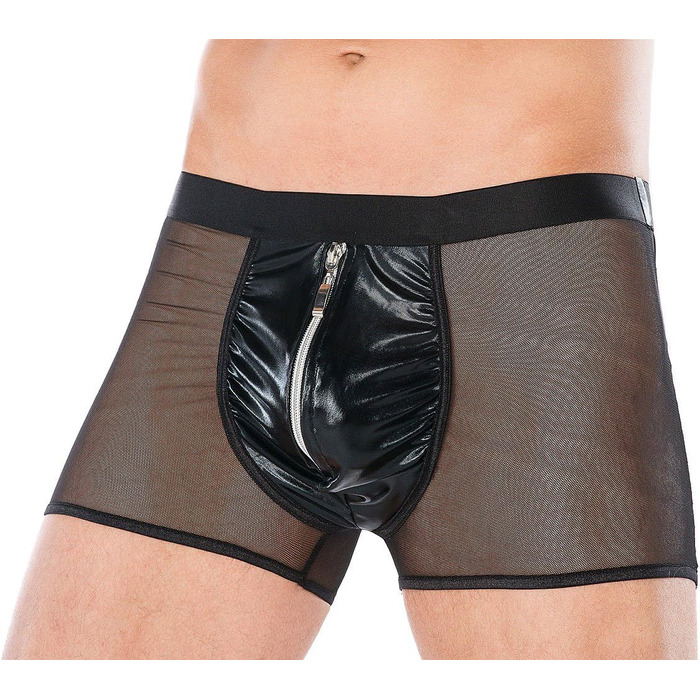 Боксери чоловічі Andalea, чорні, з ефектом лакового покриття, на блискавці, 4XL-5XL