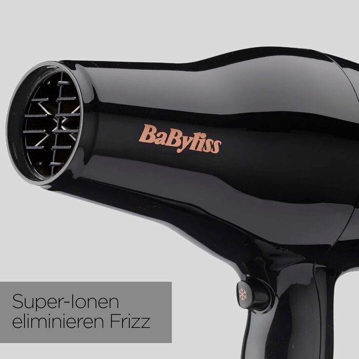 Професійний фен для волосся BaByliss Pro Power 2300W з іонізацією, AC-двигуном та антифриз-ефектом, чорний, D5245E EU