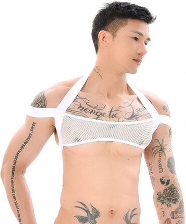 Манкіні Borat для чоловіків: сексуальний танга, V-подібний виріз, для пляжу, подарунок, нижня білизна, костюм Санти для Хелловіну та Різдва, універсальний розмір (A5-білий)