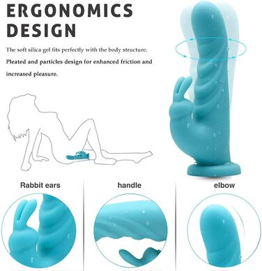 Вібратор для жінок NAIXBTY Rabbit з двома моторами, для стимуляції G-точки, силікон, водонепроникний, тихий, блакитний