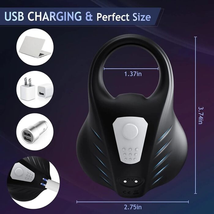 Вібраційний кільце для пеніса Buntune 2-в-1 з пультом дистанційного керування - 9 режимів, масажер для чоловіків