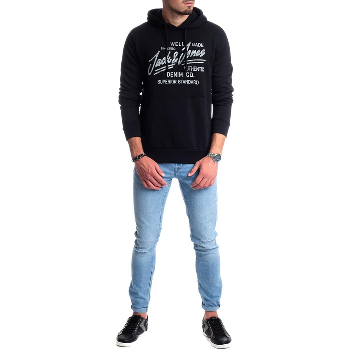 Чоловічий худі Jack & Jones з логотипом, чорний (розмір XL)