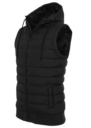 Чоловічий жилет Urban Classics Sma Bubbe з капюшоном, чорний, стиль streetwear (XXL)