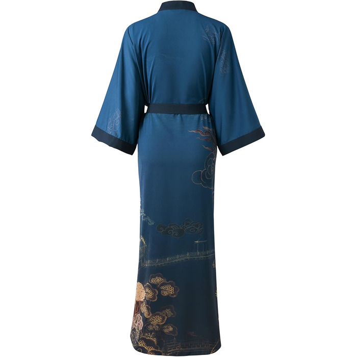 Халат жіночий Ledamon, довгий, квітковий, темно-синій (однорозмірний)