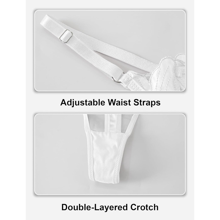 Panegy: Комплект бюстгальтера та трусиків з вишивкою, Push-Up, білий, M