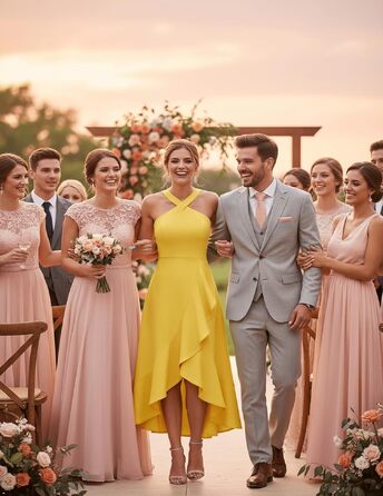 Вечірня сукня Bbonlinedress maxi з відкритою спиною та вирізом halter для жінок, елегантна коктейльна сукня для весілля та свят, жовта, розмір M