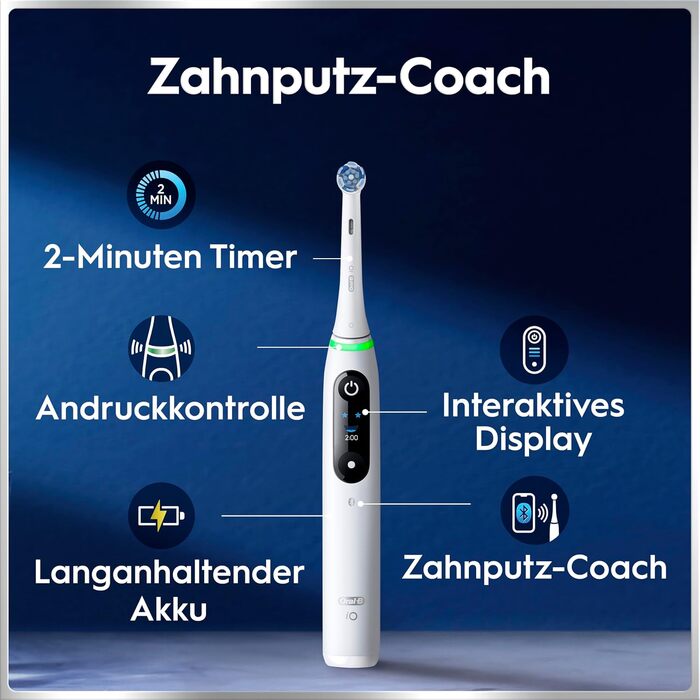 Електрична зубна щітка Oral-B iO Series 6 білого кольору, 5 режимів чищення, з дорожнім кейсом та набором з 2 насадок