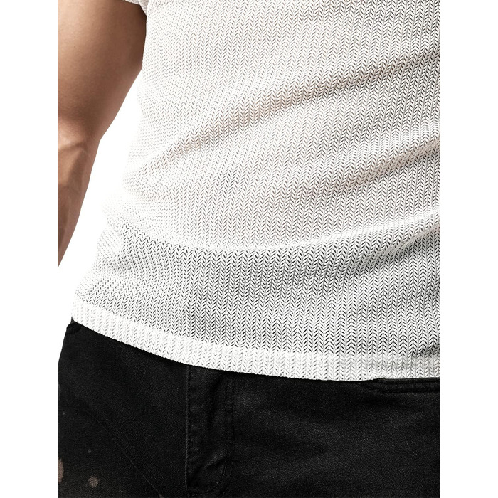 Чоловіча сітчаста футболка JOGAL Fitted, чорна (L, білий)