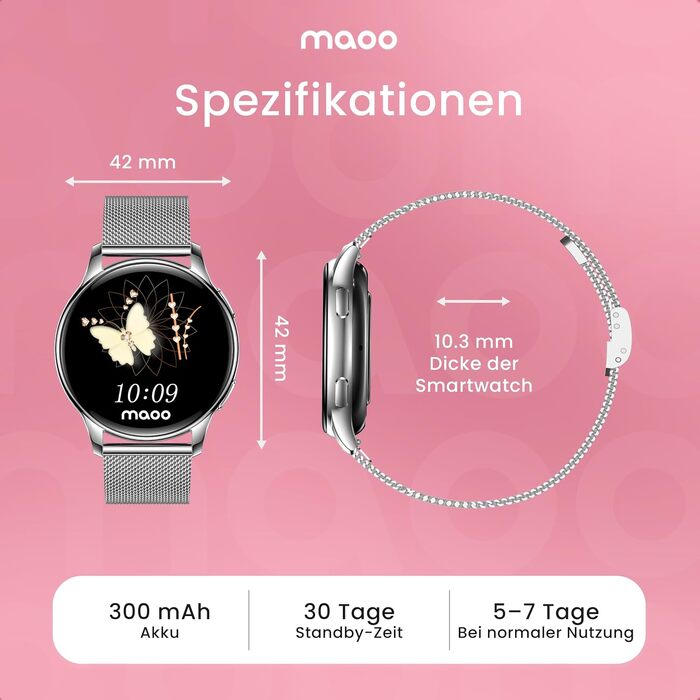 Смарт-годинник maoo Ventura для жінок з AMOLED-дисплеєм 1.32