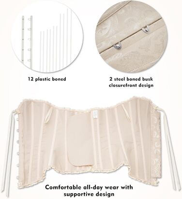 Корсетний топ SZIVYSHI для жінок з повним бюстом, готичний стиль, вінтажний корсет, бюстгальтер-корсет, бежевий